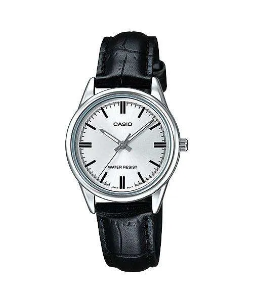 Casio LTP-V005L-7A Black Leather Strap Watch for Women Affordable casual watches Sporty casual watches Affordable luxury casual watches