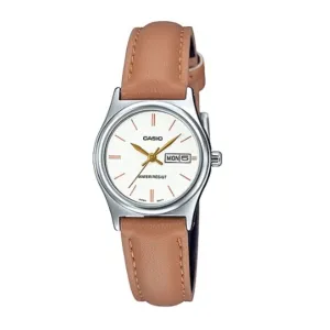Casio LTP-V006L-7B2 Brown Leather Strap Watch for Women Affordable casual watches Sporty casual watches Affordable luxury casual watches