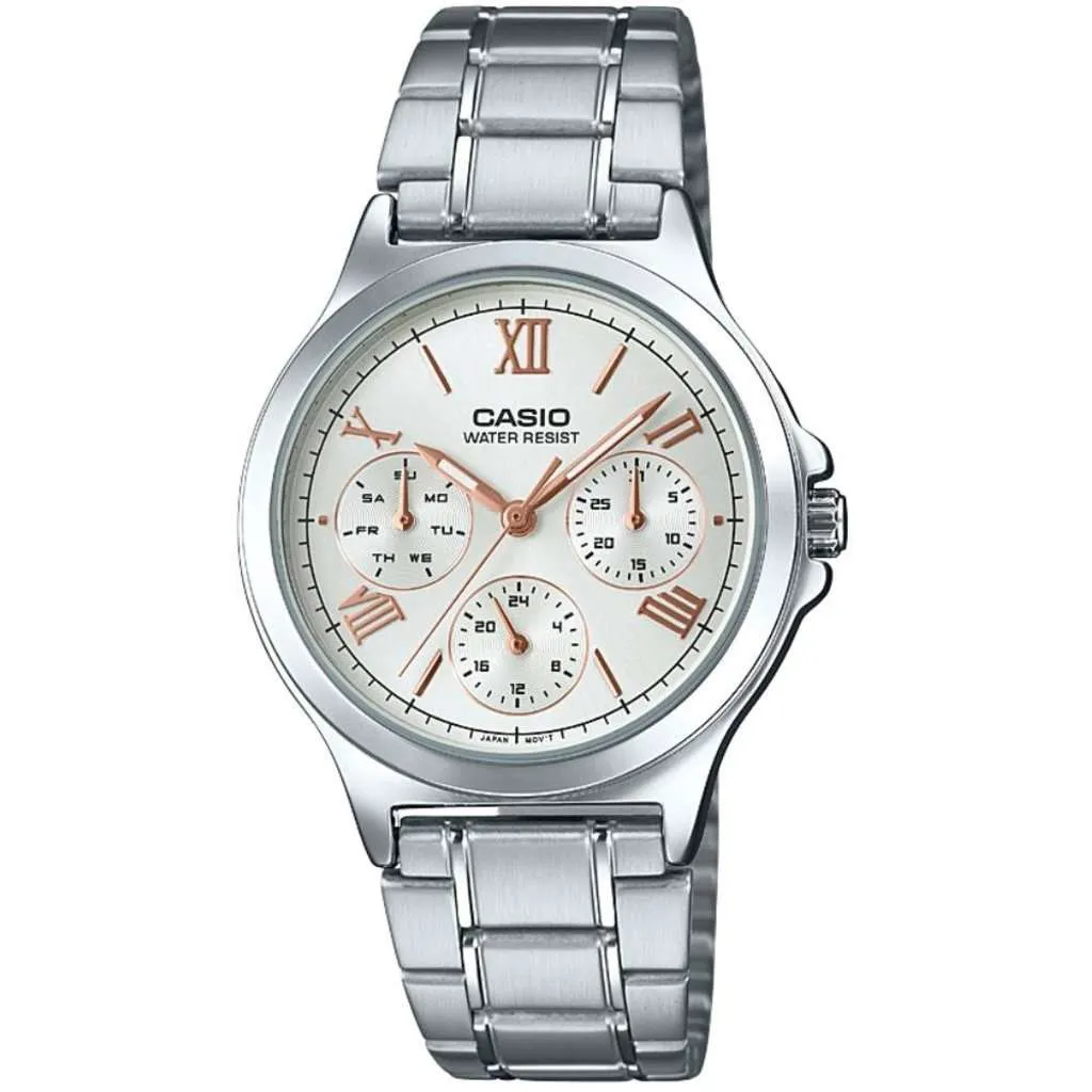 Casio LTP-V300D-7A2 Siver Stainless Watch for Women Affordable casual watches Sporty casual watches Affordable luxury casual watches