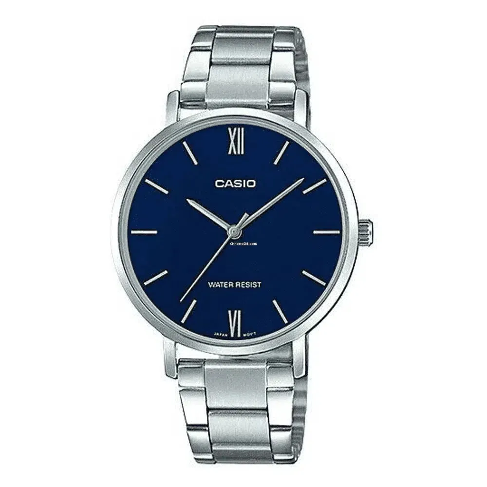 Casio LTP-VT01D-2B Silver Stainless Watch for Women Affordable casual watches Sporty casual watches Affordable luxury casual watches