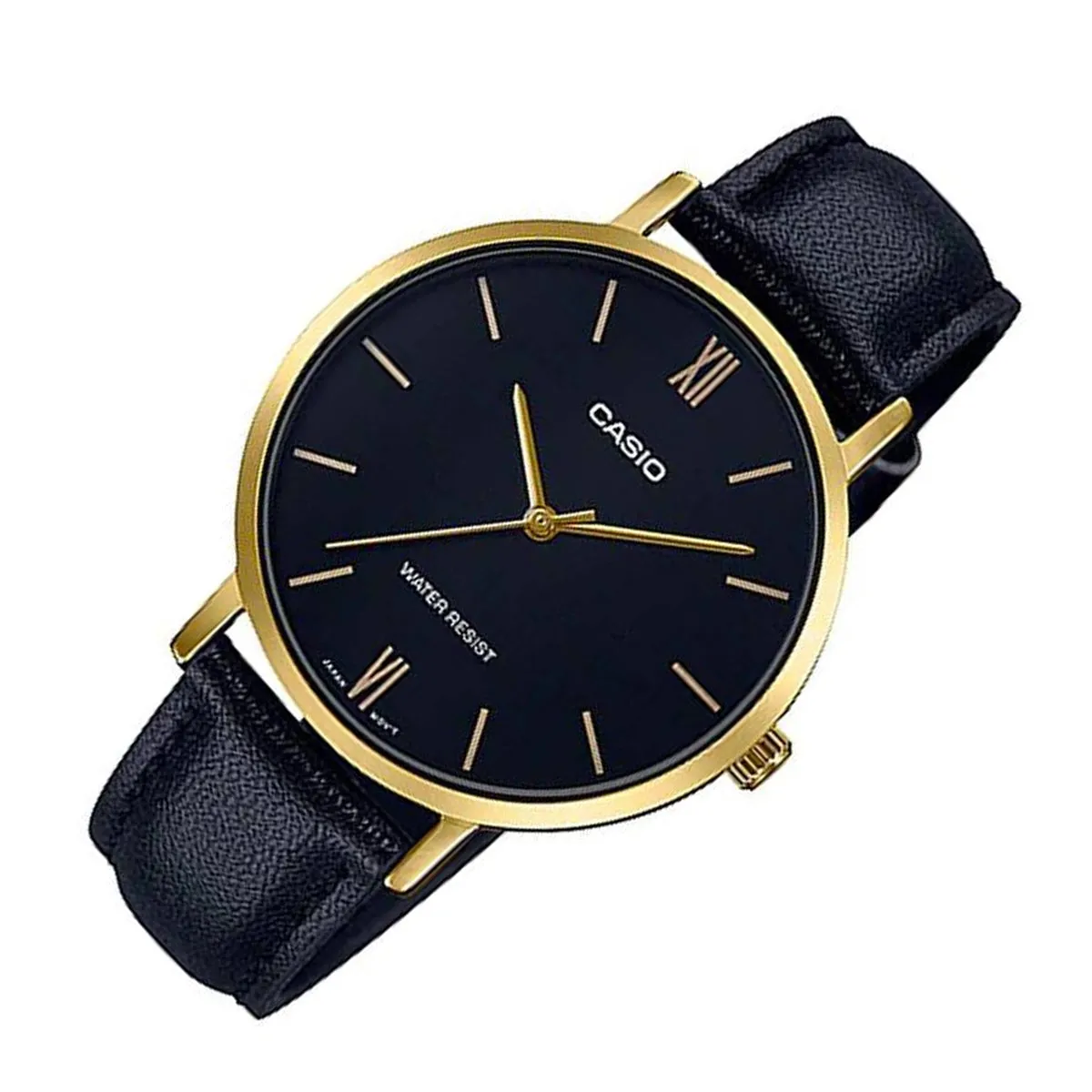 Casio LTP-VT01GL-1B Black leather Strap Watch for Women