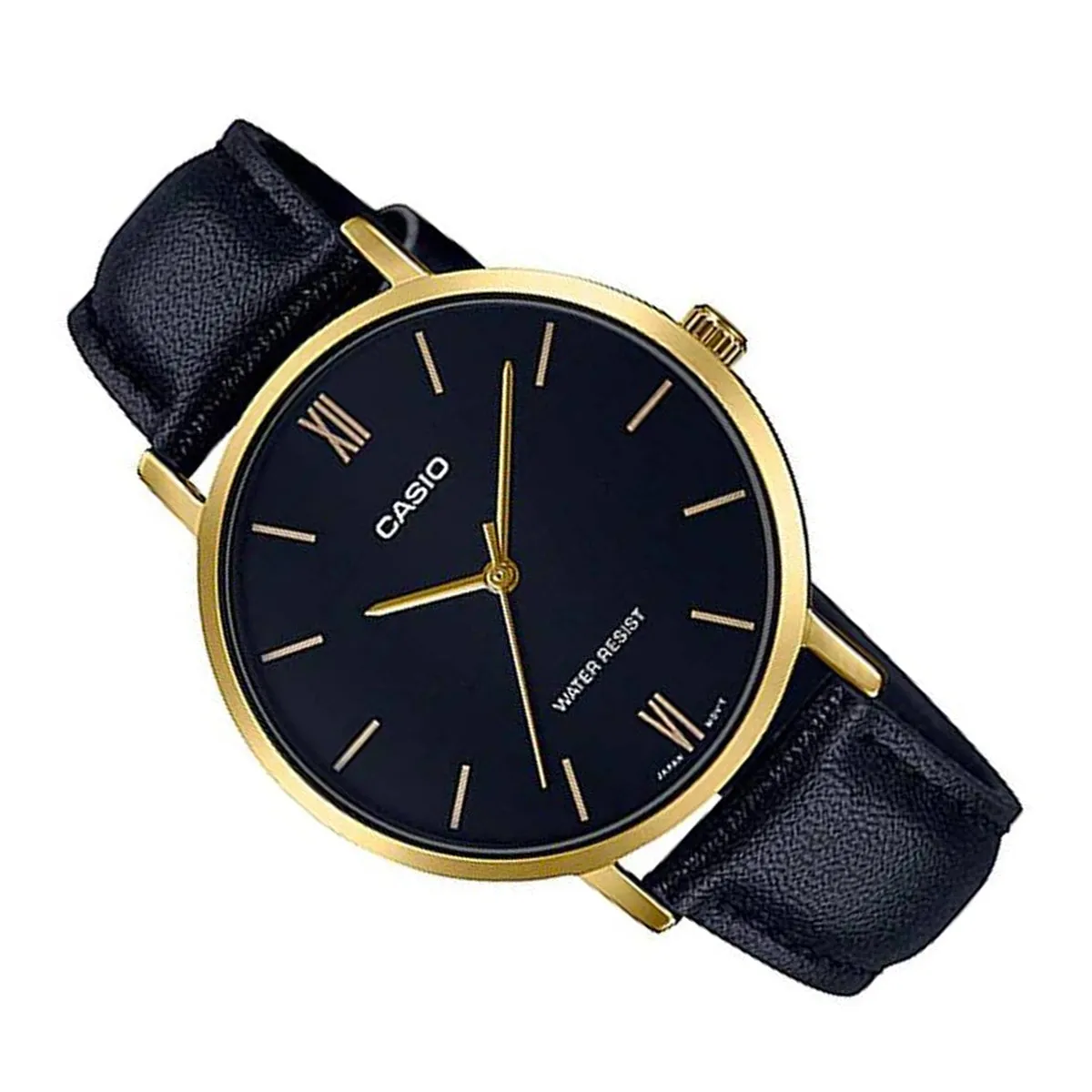 Casio LTP-VT01GL-1B Black leather Strap Watch for Women
