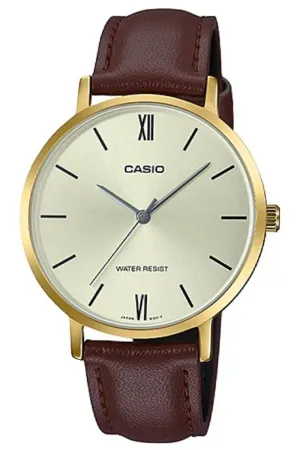 Casio LTP-VT01GL-9B Brown Leather Strap Watch for Women Affordable casual watches Sporty casual watches Affordable luxury casual watches