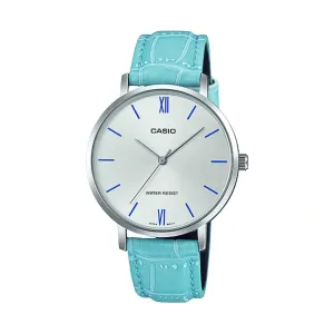 Casio LTP-VT01L-7B3 Light Blue Leather Strap for Women Affordable casual watches Sporty casual watches Affordable luxury casual watches