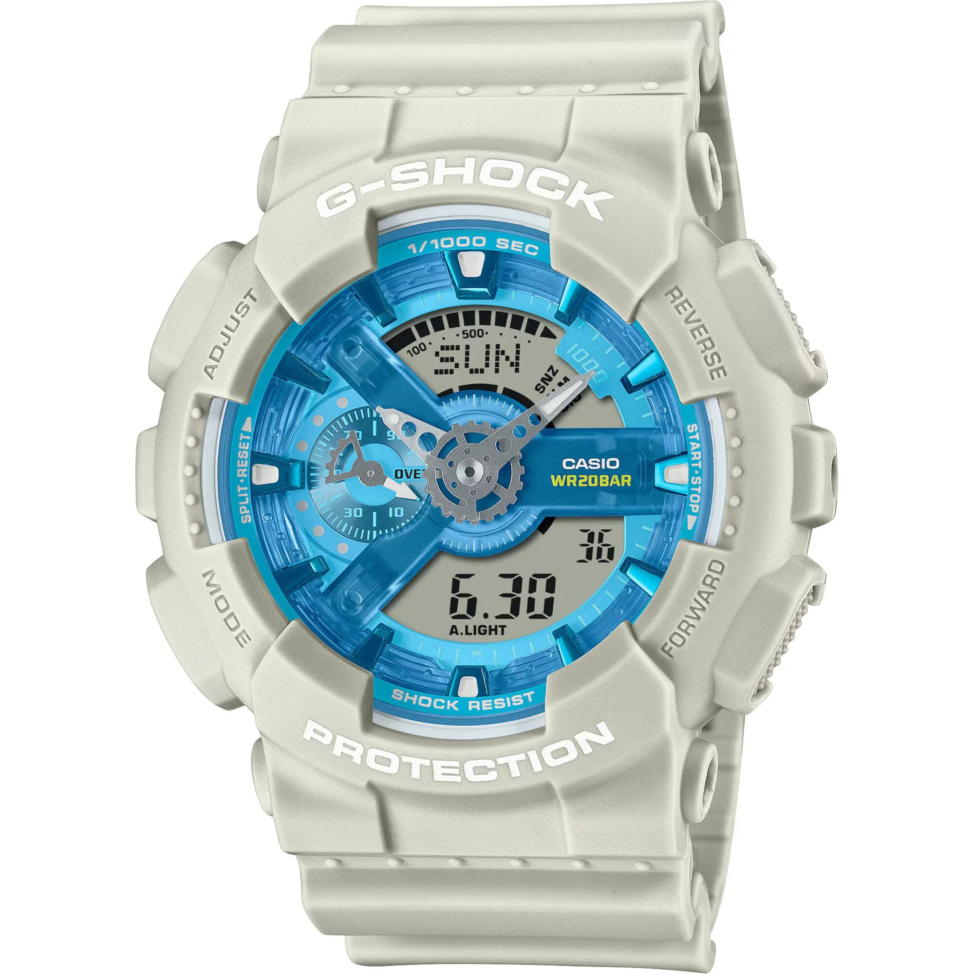 Casio Men's Watch G-Shock World Time Blue and Grey Ana-Digi Dial GA-110AS-5ACR Luxury Quartz Watch Quartz Watch Sale