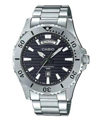 Casio MTD-1087D-1A Silver Stainless Steel Marine Sports Watch for Men Affordable casual watches Sporty casual watches Affordable luxury casual watches