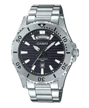 Casio MTD-1087D-1A Silver Stainless Steel Marine Sports Watch for Men Affordable casual watches Sporty casual watches Affordable luxury casual watches