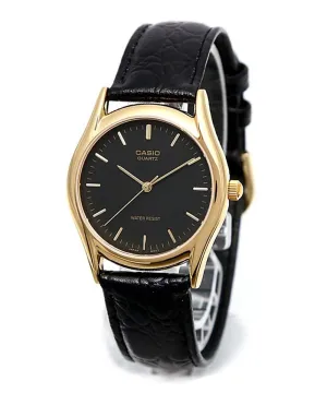 Casio MTP-1094Q-1AD Black Leather Strap Watch for Men Affordable casual watches Sporty casual watches Affordable luxury casual watches