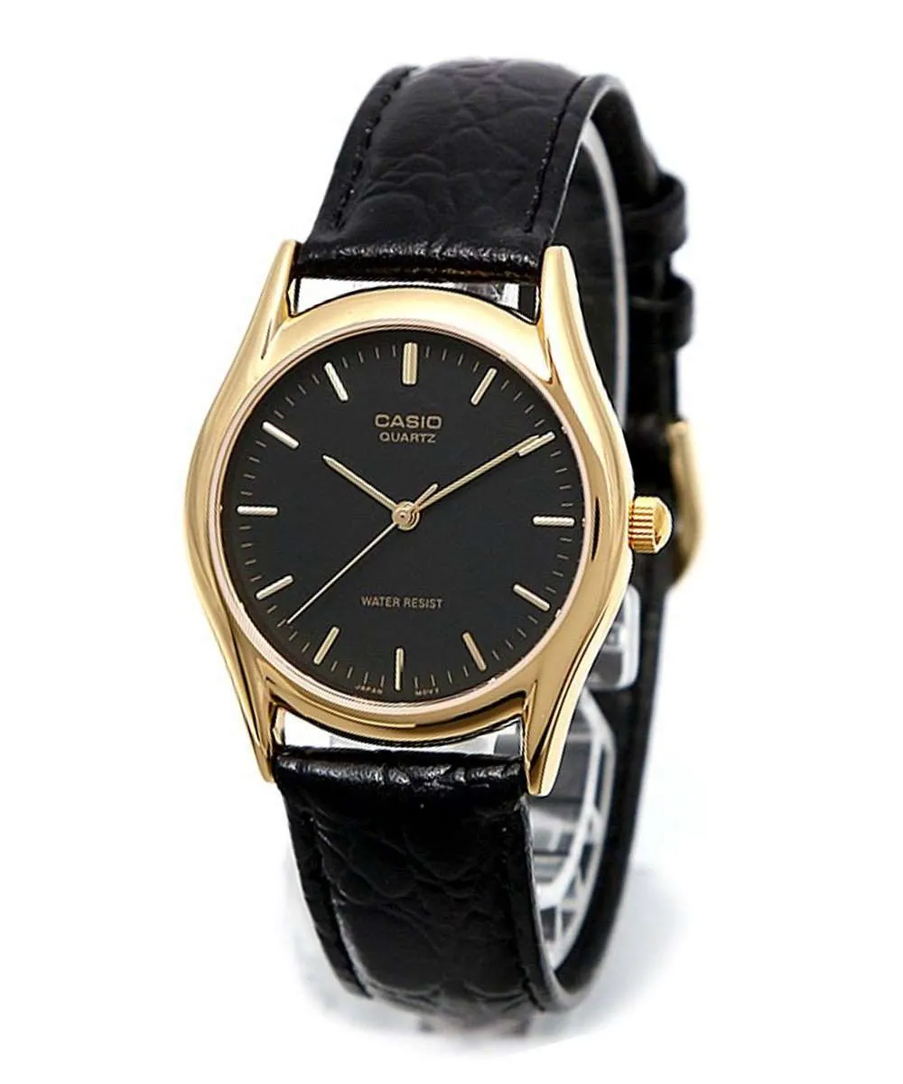 Casio MTP-1094Q-1AD Black Leather Strap Watch for Men Affordable casual watches Sporty casual watches Affordable luxury casual watches