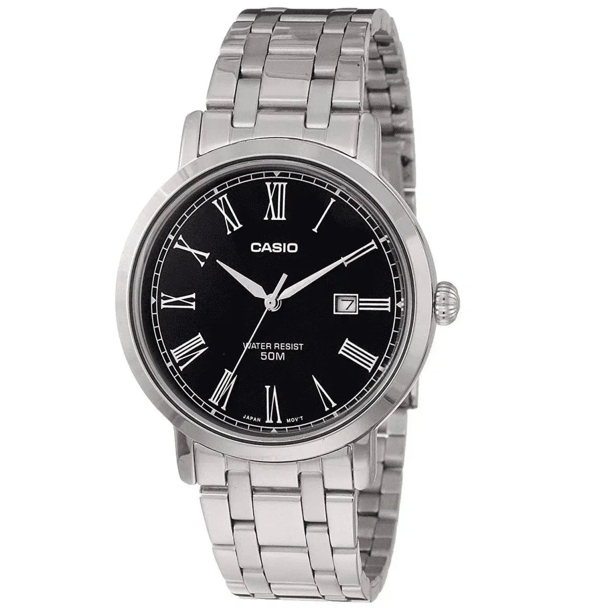 Casio MTP-E149D-1B Silver Stainless Watch for Men Affordable casual watches Sporty casual watches Affordable luxury casual watches