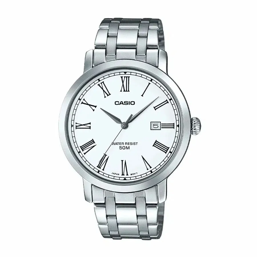 Casio MTP-E149D-7B Silver Stainless Watch for Men Affordable casual watches Sporty casual watches Affordable luxury casual watches