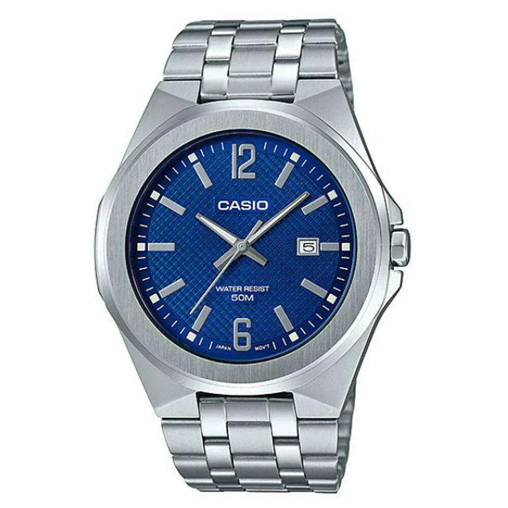 Casio MTP-E158D-2A Silver Stainless Watch for Men Affordable casual watches Sporty casual watches Affordable luxury casual watches