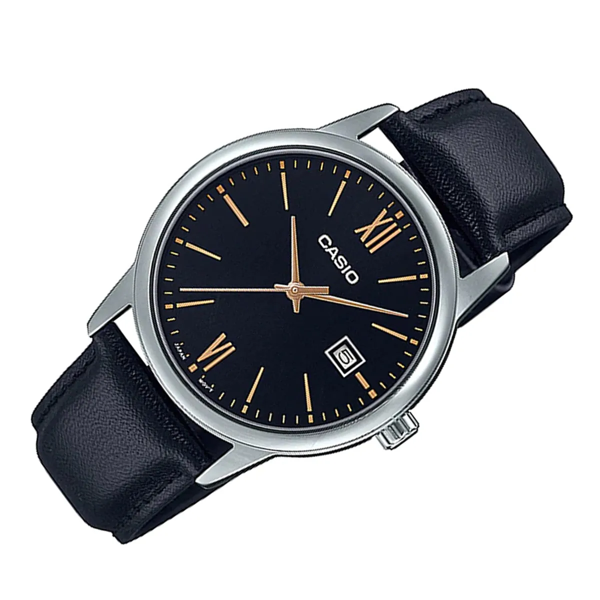 Casio MTP-V002L-1B3 Black Leather Strap Watch for Men