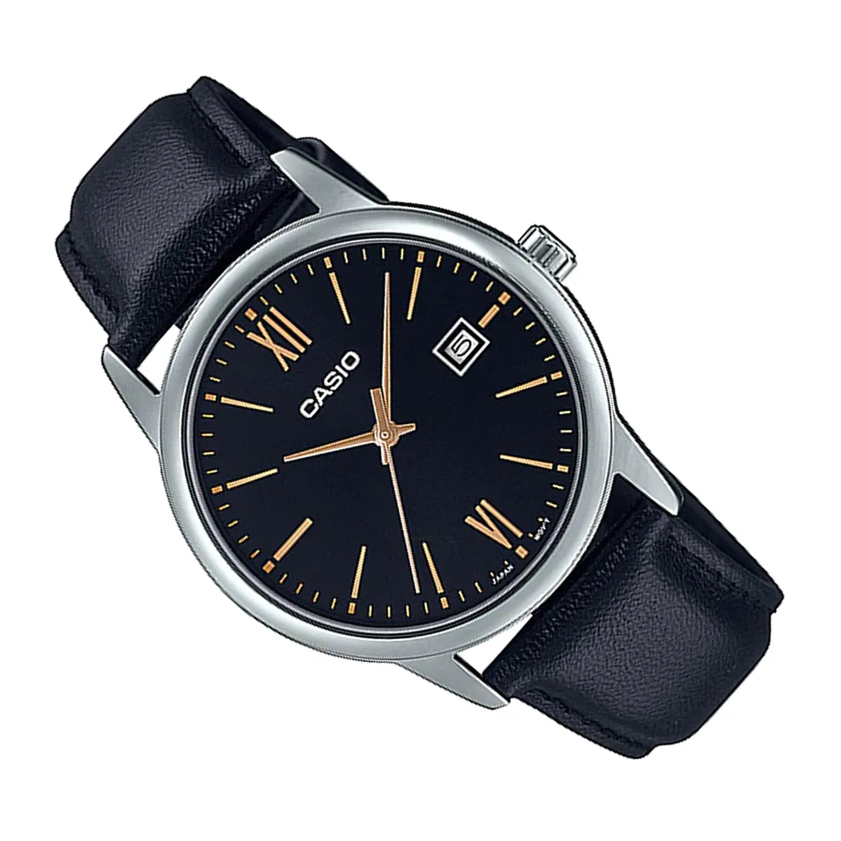 Casio MTP-V002L-1B3 Black Leather Strap Watch for Men