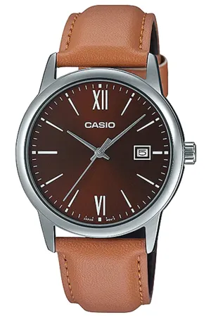 Casio MTP-V002L-5B3 Brown Leather Strap Watch for Men Affordable casual watches Sporty casual watches Affordable luxury casual watches