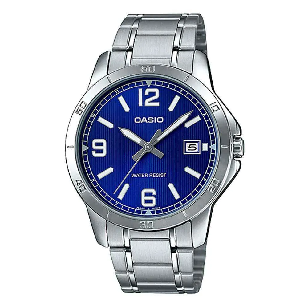 Casio MTP-V004D-2B Silver Stainless Watch for Men Affordable casual watches Sporty casual watches Affordable luxury casual watches