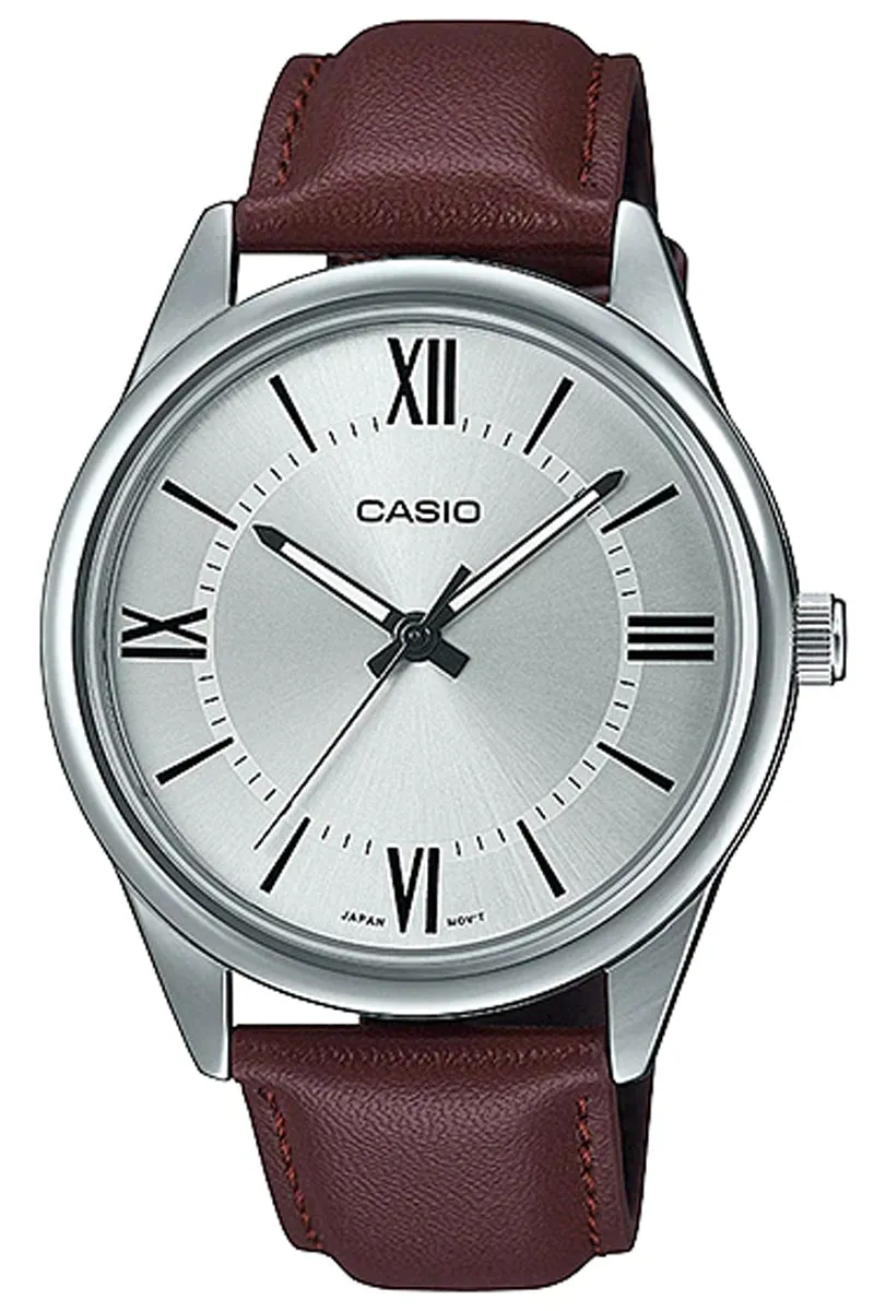 Casio MTP-V005L-7B5 Brown Leather Strap Watch for Men Affordable casual watches Sporty casual watches Affordable luxury casual watches