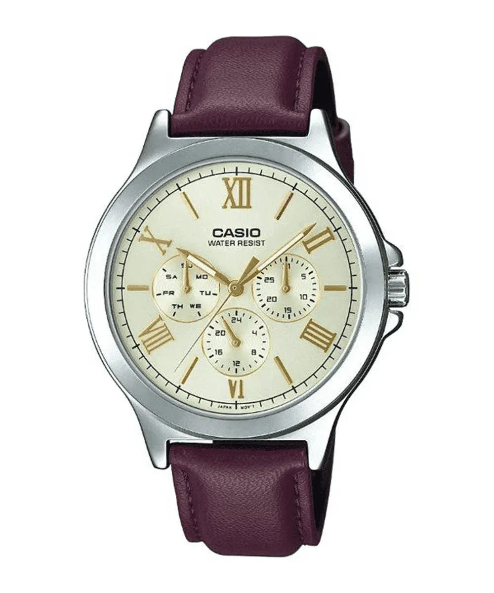 Casio MTP-V300L-9A Leather Strap Watch for Men Affordable casual watches Sporty casual watches Affordable luxury casual watches