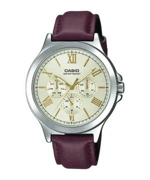 Casio MTP-V300L-9A Leather Strap Watch for Men Affordable casual watches Sporty casual watches Affordable luxury casual watches
