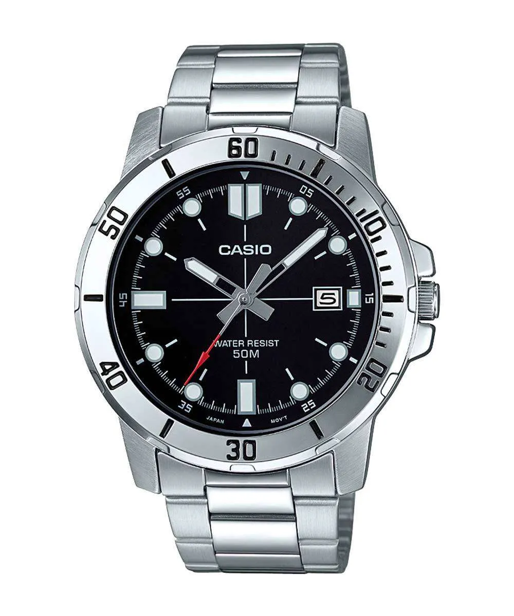 Casio MTP-VD01D-1EVUDF Silver Stainless Watch for Men Affordable casual watches Sporty casual watches Affordable luxury casual watches