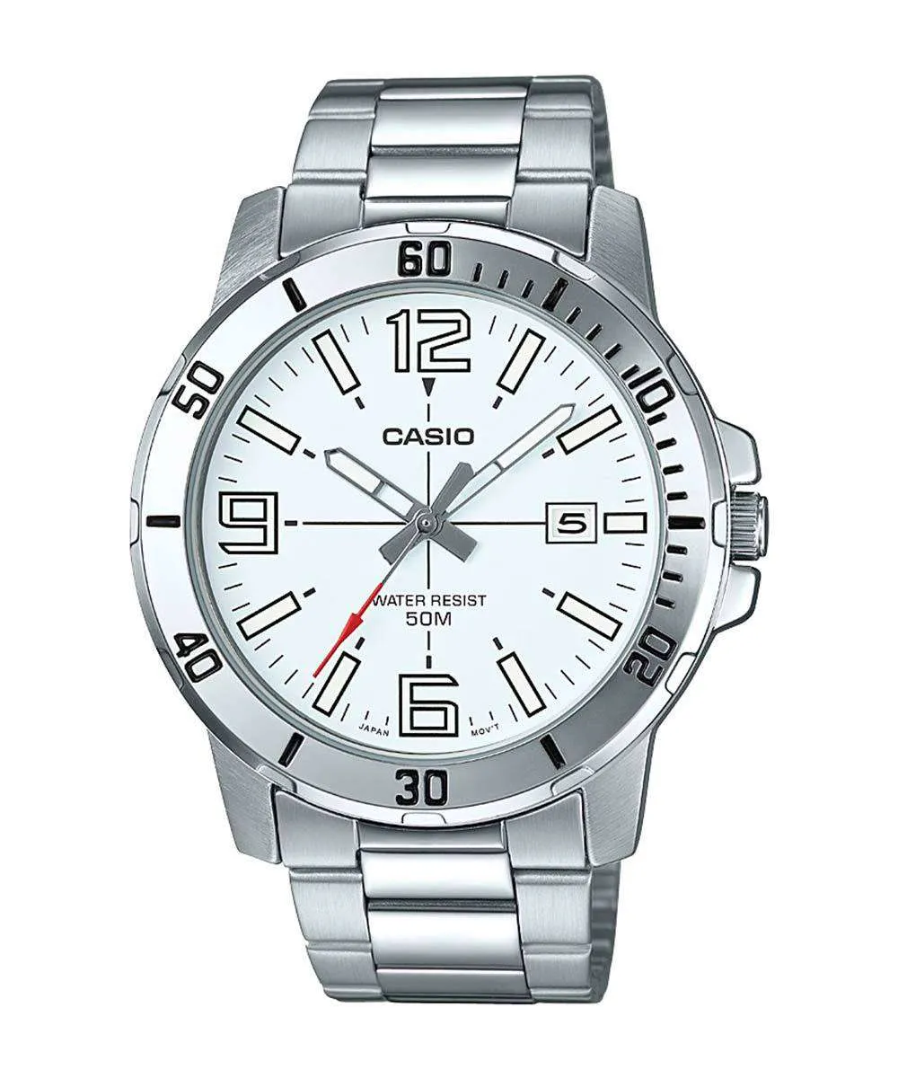 Casio MTP-VD01D-7BVUDF Silver Stainless Watch for Men Affordable casual watches Sporty casual watches Affordable luxury casual watches
