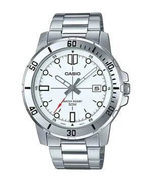 Casio MTP-VD01D-7EVUDF Silver Stainless Watch for Men Affordable casual watches Sporty casual watches Affordable luxury casual watches