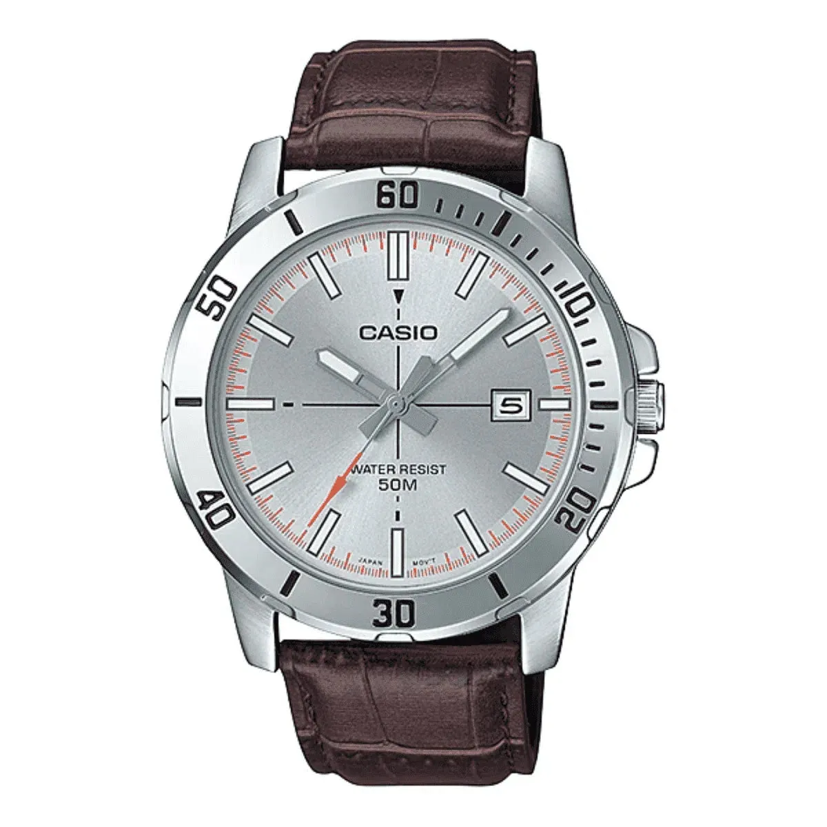 Casio MTP-VD01L-8EVUDF Brown Leather Watch for Men Affordable casual watches Sporty casual watches Affordable luxury casual watches