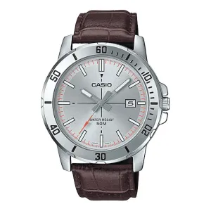 Casio MTP-VD01L-8EVUDF Brown Leather Watch for Men Affordable casual watches Sporty casual watches Affordable luxury casual watches