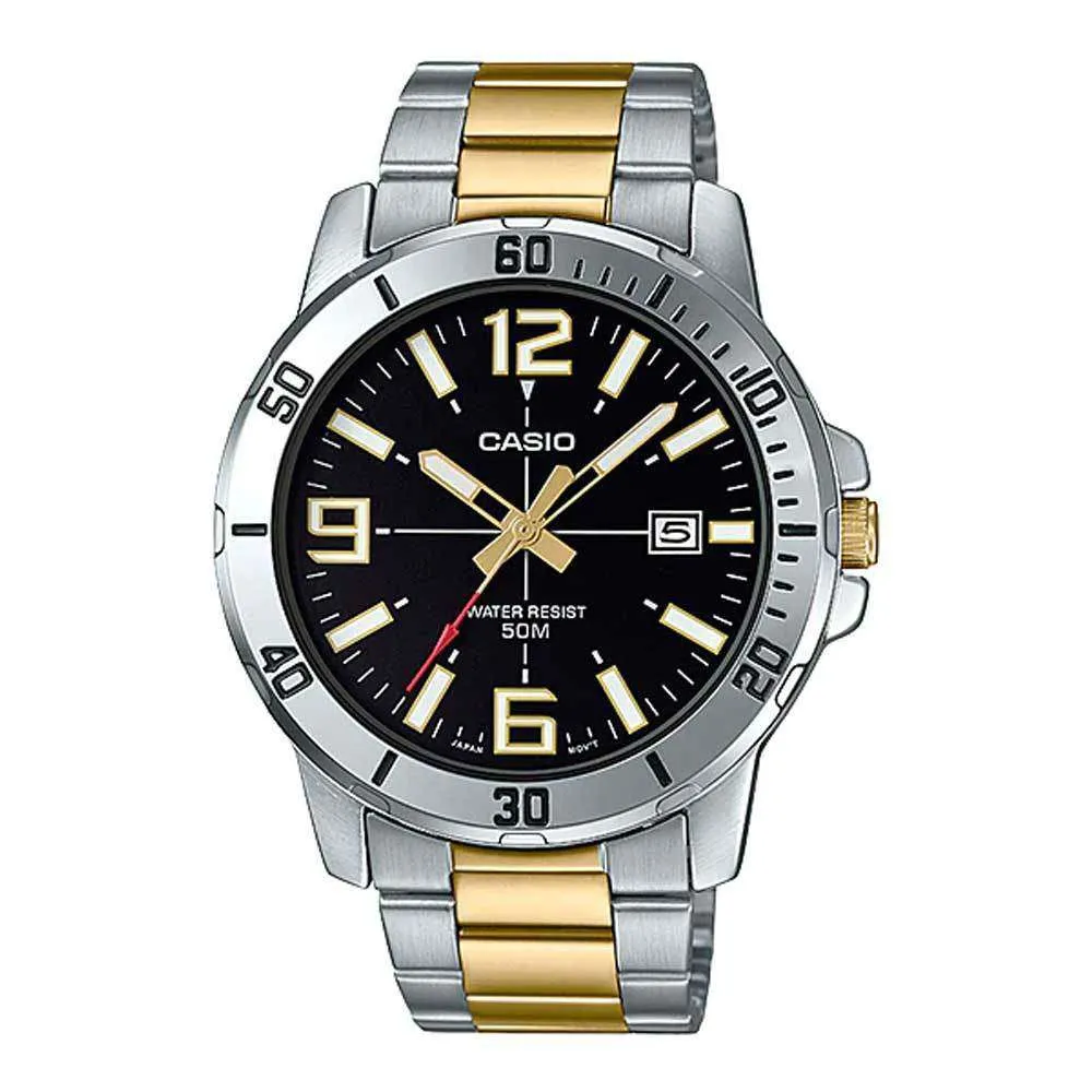 Casio MTP-VD01SG-1B Two-Toned Stainless Watch for Men Affordable casual watches Sporty casual watches Affordable luxury casual watches