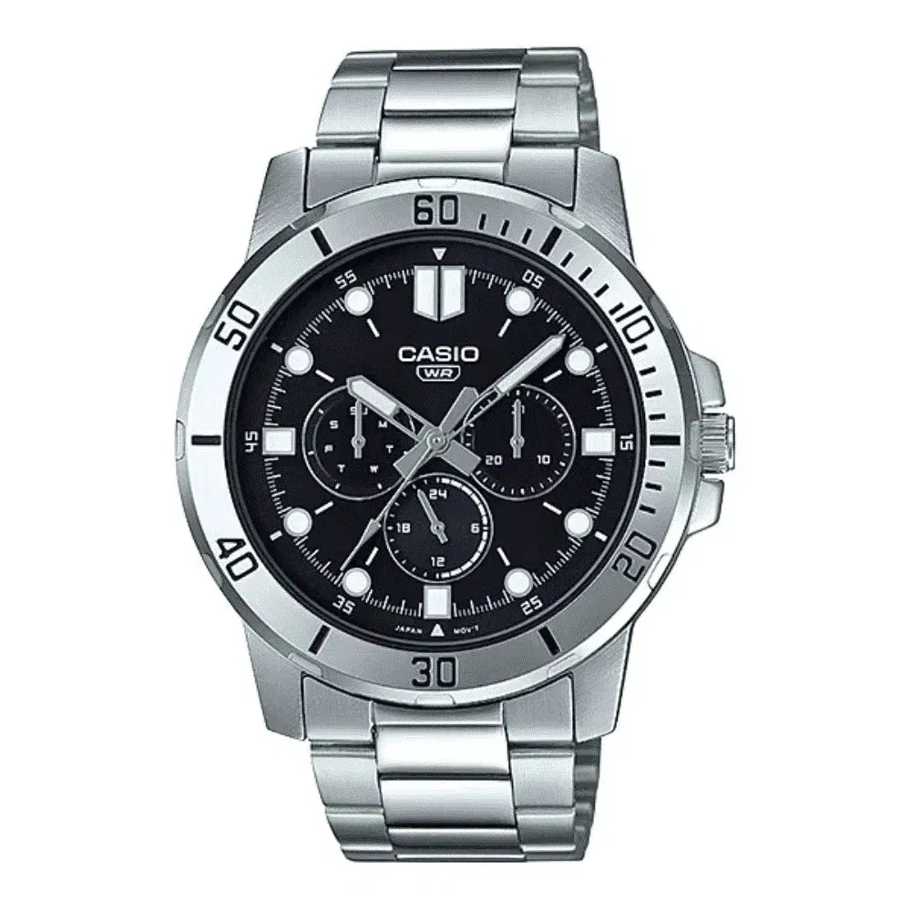 Casio MTP-VD300D-1E Silver Stainless Watch Affordable casual watches Sporty casual watches Affordable luxury casual watches