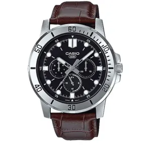 Casio MTP-VD300L-1E Brown Leather Watch for Men Affordable casual watches Sporty casual watches Affordable luxury casual watches