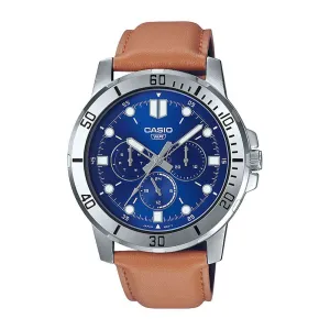 Casio MTP-VD300L-2E Brown Leather Watch for Men Affordable casual watches Sporty casual watches Affordable luxury casual watches