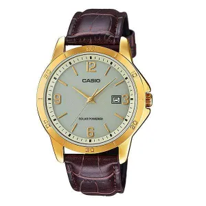 Casio MTP-VS02GL-9ADF Brown Leather Strap Watch for Men Affordable casual watches Sporty casual watches Affordable luxury casual watches