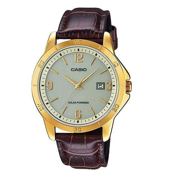 Casio MTP-VS02GL-9ADF Brown Leather Strap Watch for Men Affordable casual watches Sporty casual watches Affordable luxury casual watches