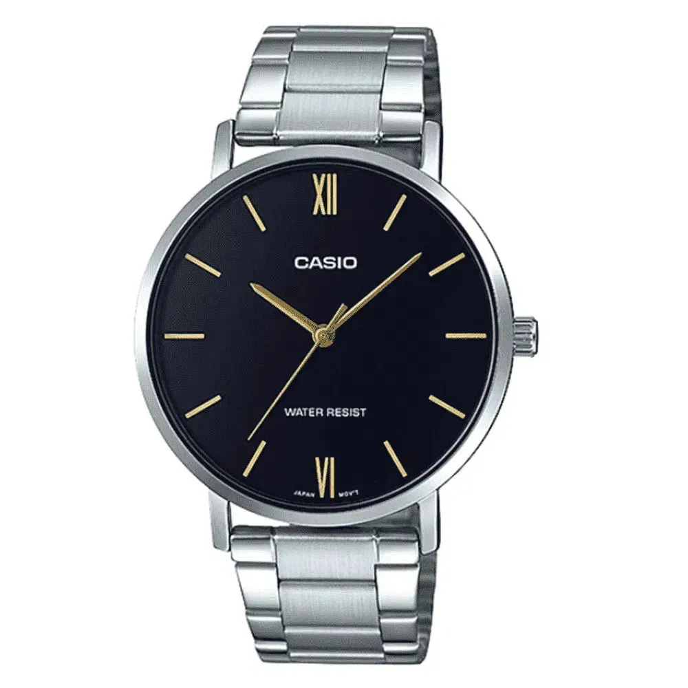 Casio MTP-VT01D-1B Silver Stainless Watch for Men Affordable casual watches Sporty casual watches Affordable luxury casual watches