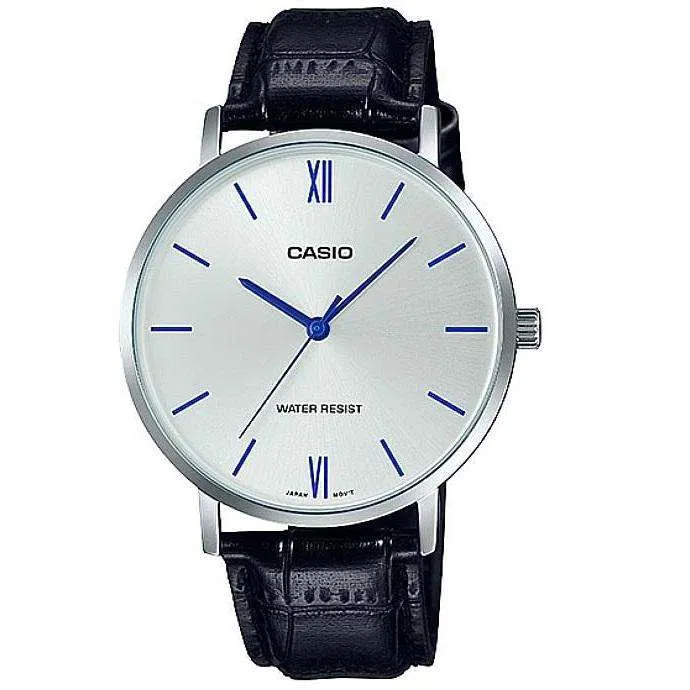 Casio MTP-VT01L-7B1UDF Black Leather Watch for Men Affordable casual watches Sporty casual watches Affordable luxury casual watches