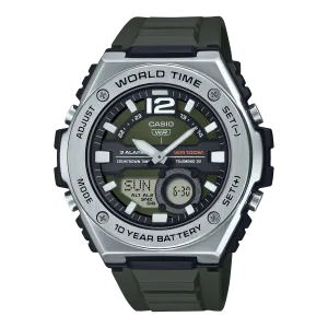 Casio Standard Black Resin Band Green Dial Watch MWQ100-3A 