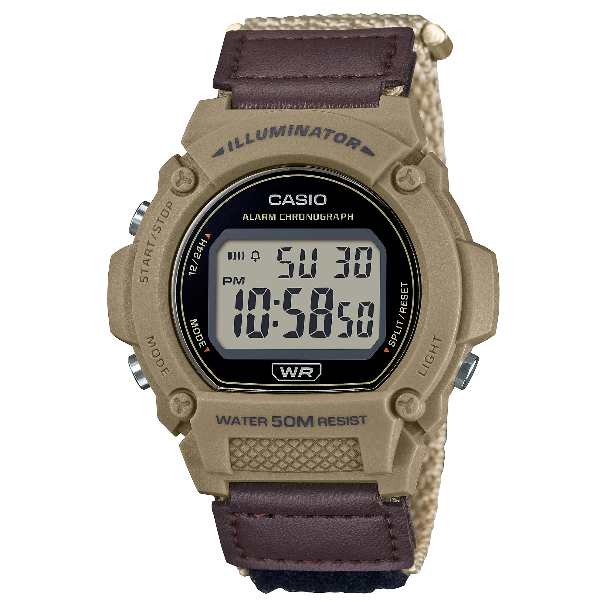 Casio Standard Brown Fabric Strap Brown Dial Watch W219HB-5A 