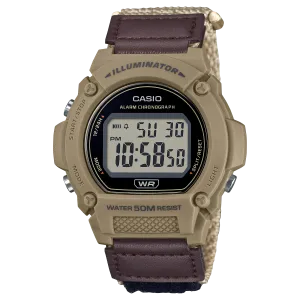 Casio Standard Brown Fabric Strap Brown Dial Watch W219HB-5A 