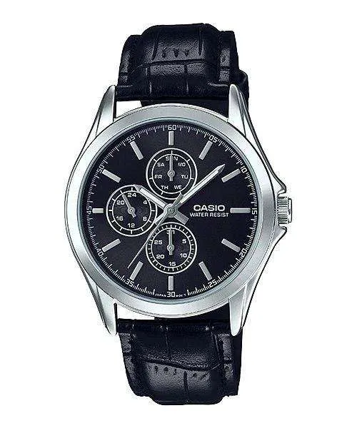 Casio Standard MTP-V302L-1A Black Leather Strap for Men Affordable casual watches Sporty casual watches Affordable luxury casual watches