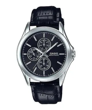 Casio Standard MTP-V302L-1A Black Leather Strap for Men Affordable casual watches Sporty casual watches Affordable luxury casual watches