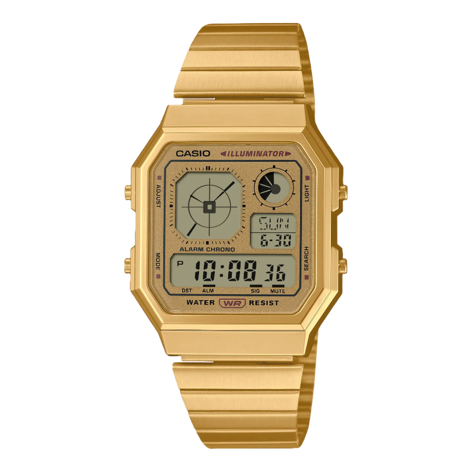 Casio Vintage Analog Display Gold Stainless Steel Watch A130WEG-9A 