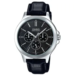 Casio Vintage MTP-V300L-1A Black Leather Watch for Men Affordable casual watches Sporty casual watches Affordable luxury casual watches
