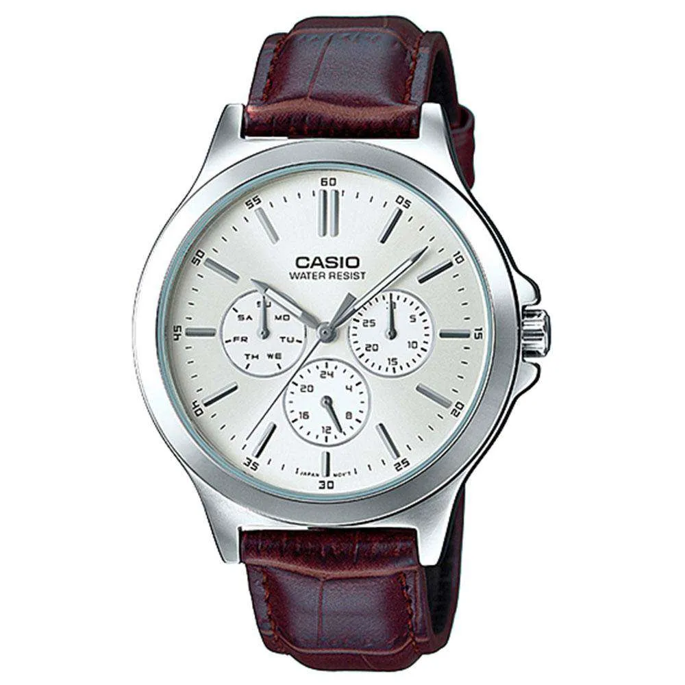 Casio Vintage MTP-V300L-7A Brown Leather Watch for Men Affordable casual watches Sporty casual watches Affordable luxury casual watches