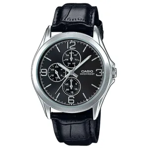 Casio Vintage MTP-V301L-1A Black Leather Watch for Men Affordable casual watches Sporty casual watches Affordable luxury casual watches