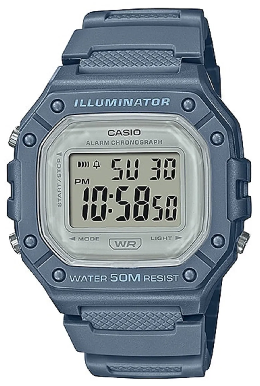Casio W-218HC-2A Blue Denim Resin Watch Affordable casual watches Sporty casual watches Affordable luxury casual watches