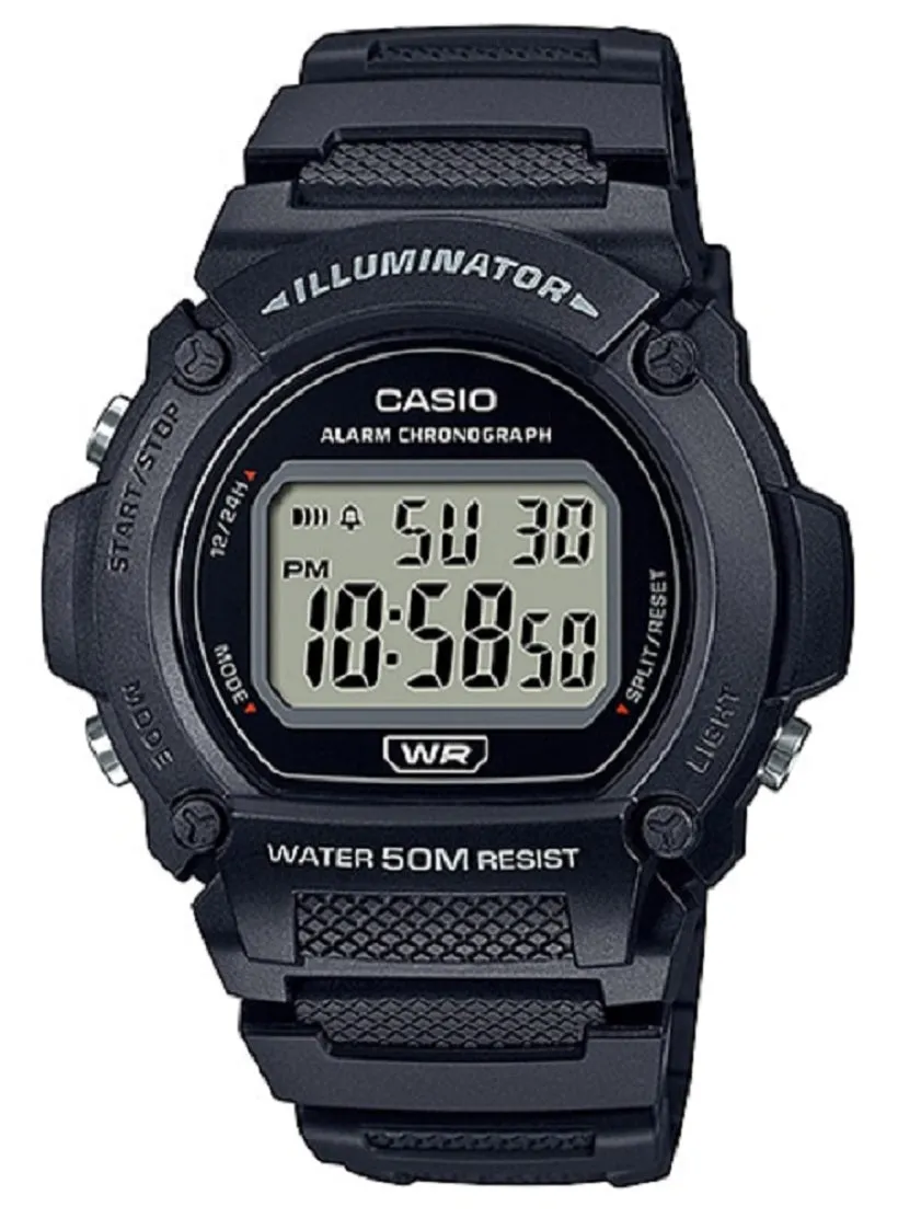 Casio W-219H-1A Black Resin Strap Watch for Men Affordable casual watches Sporty casual watches Affordable luxury casual watches