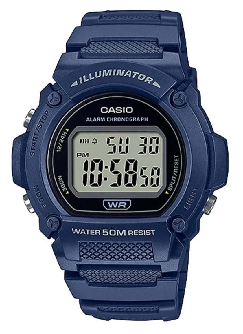Casio W-219H-2A Blue Resin Strap Watch for Men Affordable casual watches Sporty casual watches Affordable luxury casual watches