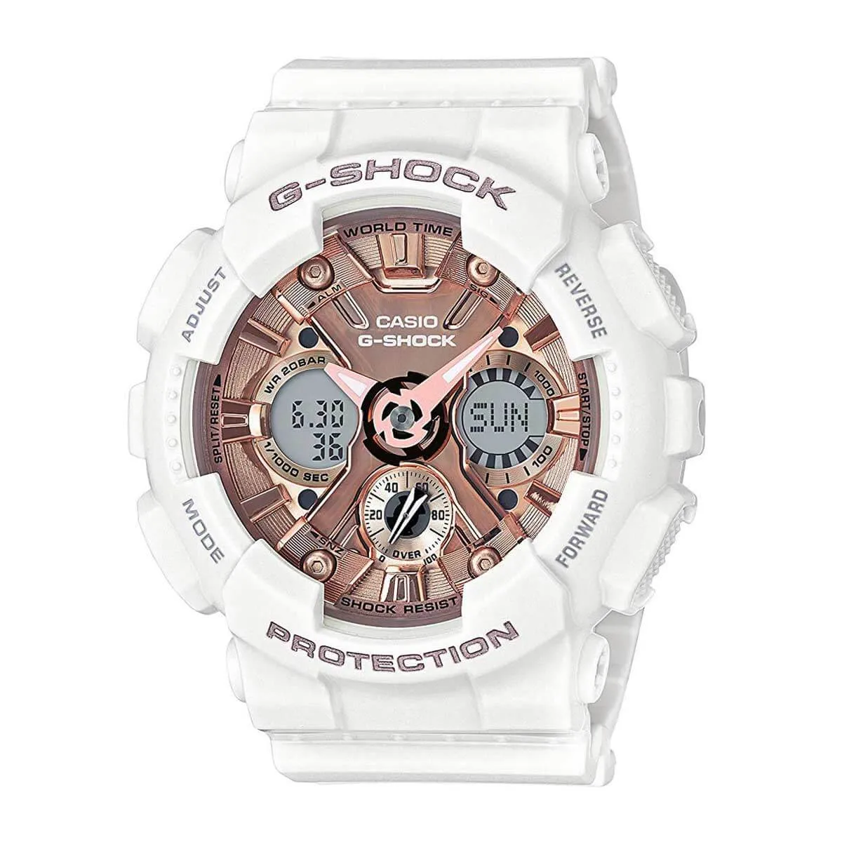 Casio Women's Ana-Digi Watch - G-Shock Rose Gold Dial Dive | GMAS120MF-7A2 Luxury Quartz Watch Quartz Watch Sale