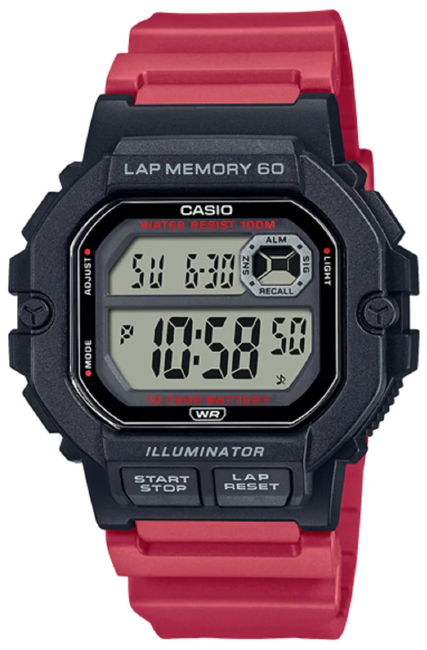 Casio WS-1400H-4A Red Resin Strap Watch for Men Affordable casual watches Sporty casual watches Affordable luxury casual watches
